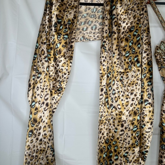 Y2K Vintage Aspeed USA Leopard Print Turquoise Accent Beaded A Line Gown size L - Picture 16 of 16